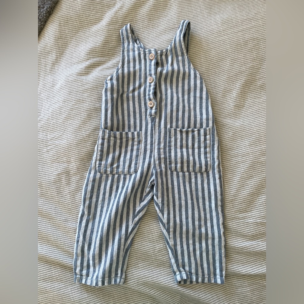 Zara Striped Blue and White Kids Overalls